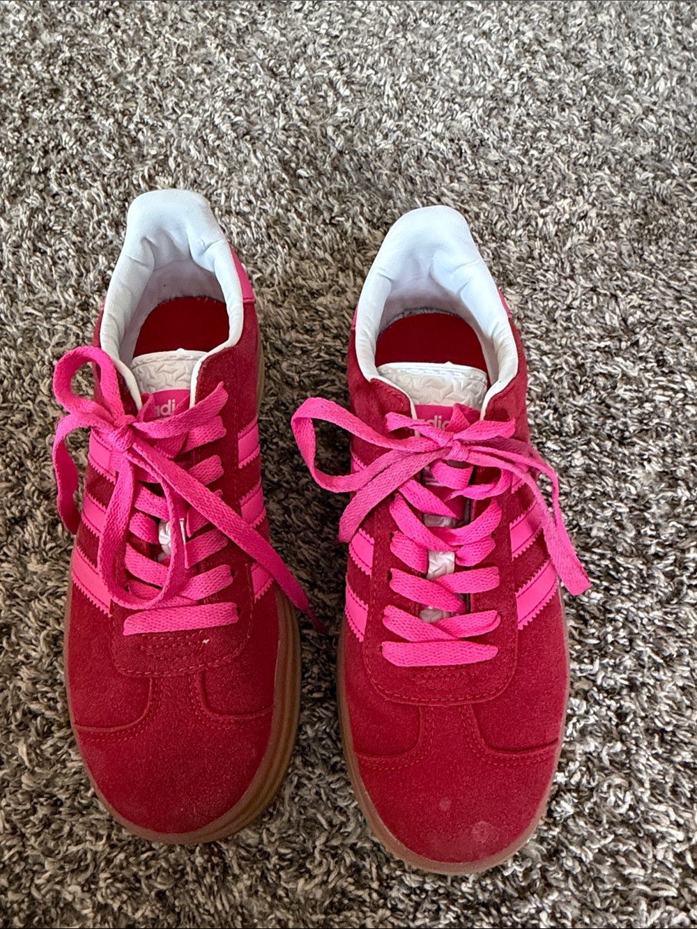 adidas Gazelle Sneakers in Red and Hot Pink with Gum Sole - Picture 6 of 8